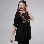 Women Black Solid Tunic