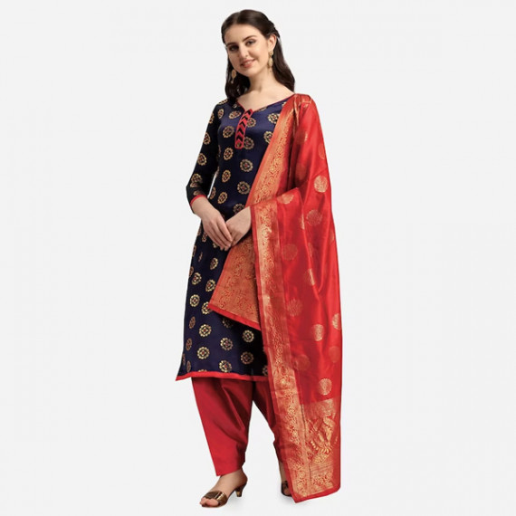 https://bloomwow.in/products/navy-blue-red-woven-design-banarasi-unstitched-dress-material