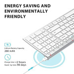 iClever BK10 Bluetooth Keyboard for Mac, Multi Device Wireless Keyboard Rechargeable Bluetooth 5.1 Stable Connection with Number Pad Ergonomic Design