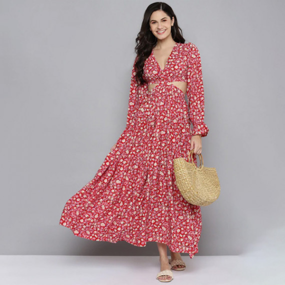 https://bloomwow.in/products/red-beige-floral-waist-cut-out-maxi-dress