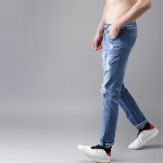 Men Blue Slim Fit Mid-Rise Highly Distressed Stretchable Jeans