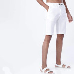 Men White Solid Slim Fit Regular Shorts