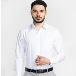 Men White Classic Slim Fit Formal Cotton Shirt