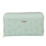 Women Green Textured Zip Around Wallet